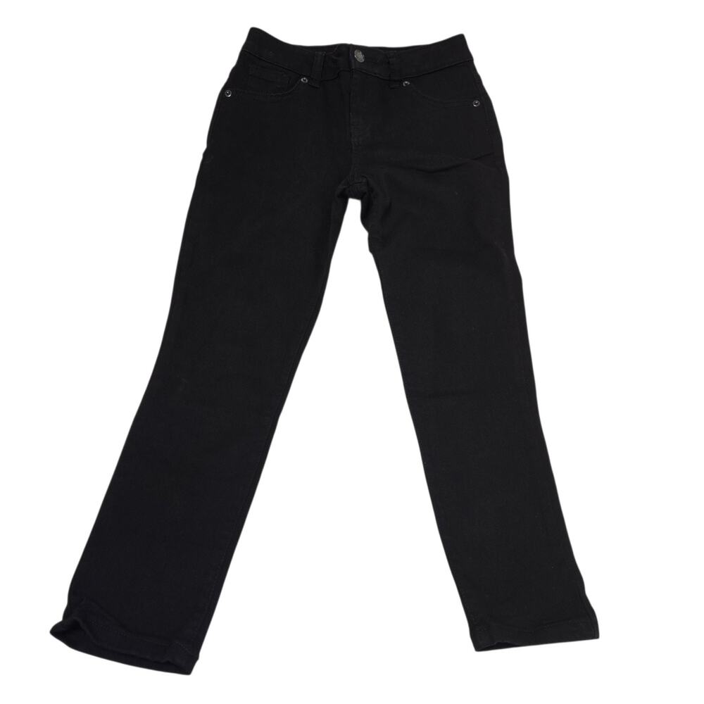Cat & Jack Girls Stretch Jeans Size 10 Black Elastic Adjustable Tabs